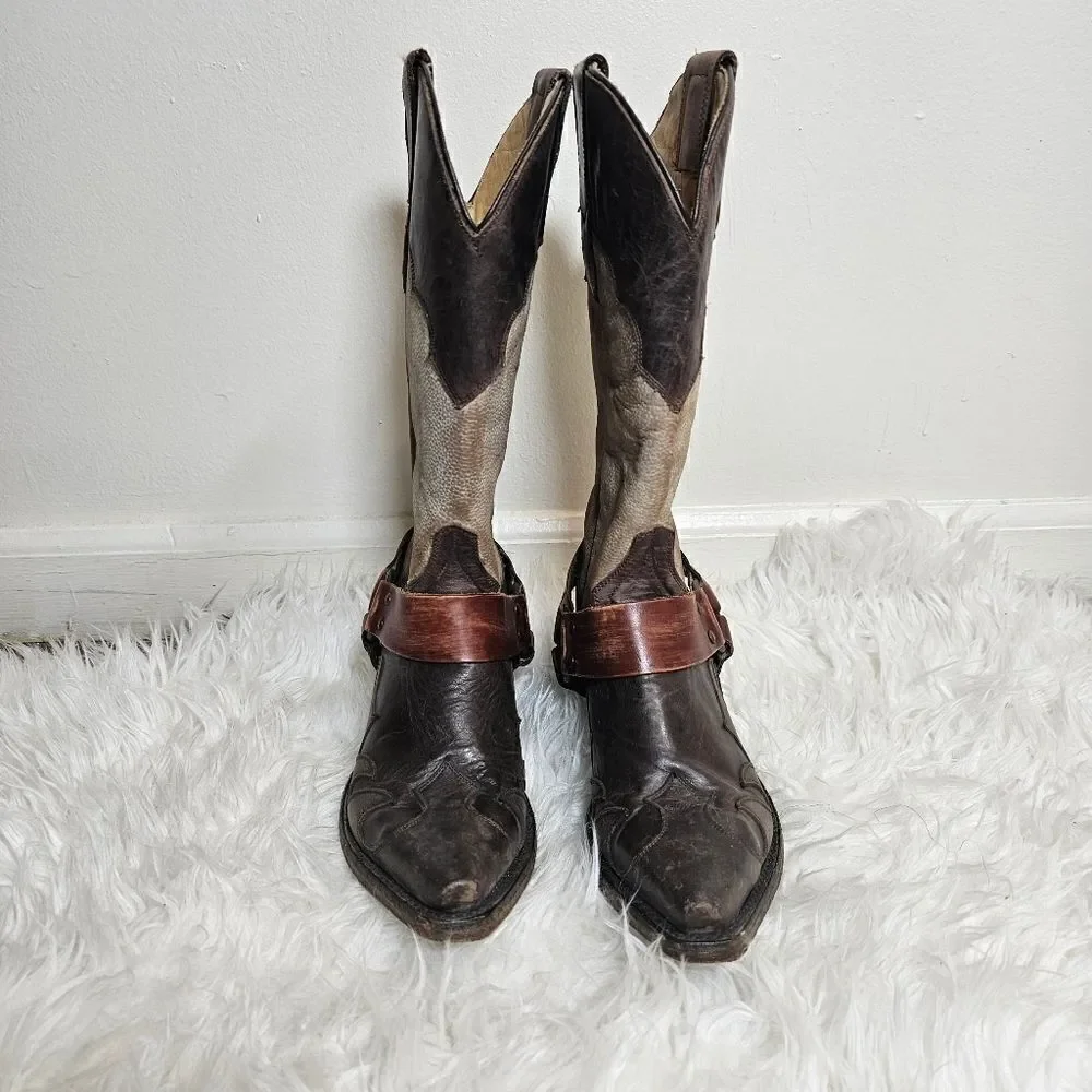 Stetson Ladies Jade Washed Wing Brown and Gray Boots Size 6.5 Chunky
